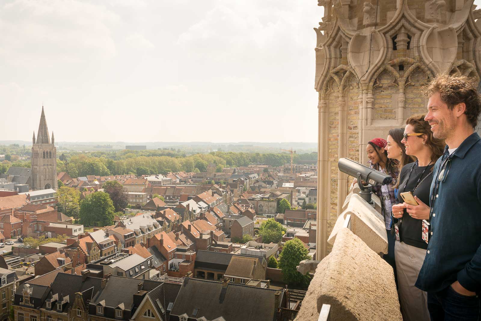 Uitzicht vanaf de Belforttoren bij het In Flanders Fields museum in Ieper.